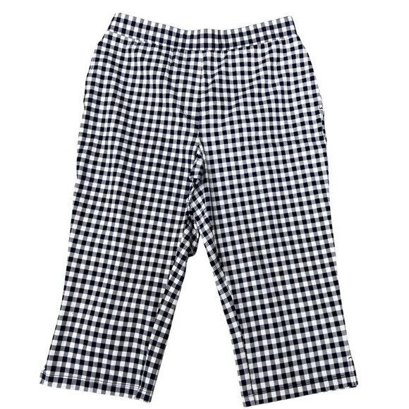 Susan Graver Weekend Womens S Capris 2 Pair White & Blue Gingham Pull On Summer - Picture 4 of 16